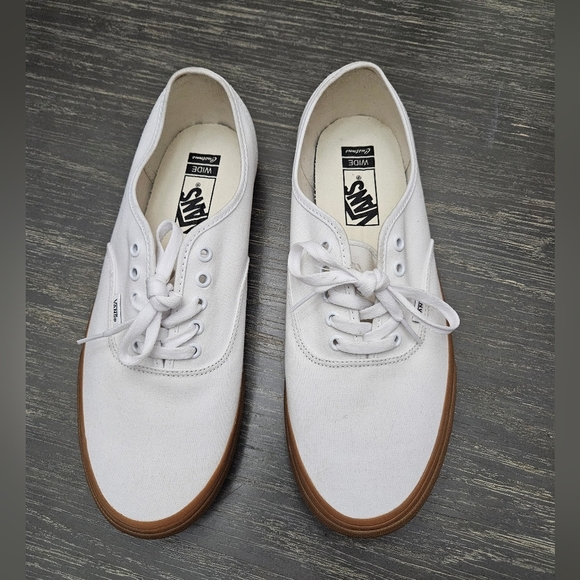Vans Other - Vans Authentic Vintage White / Gum Sole. Low top Skate vans, Size 12 WIDE CUSTOM